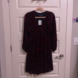 Black and maroon velvet dress